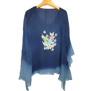 Women's 100% Silk Size L Short Sleeve Top Shirt SCK229